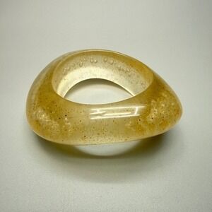 Vintage Acrylic Bangle Chunky Bracelet Size 8 Retro Bubbles Tan Beige